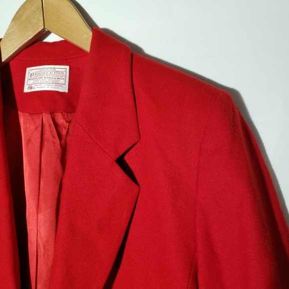 Vintage Pendleton Red Wool Blazer Jacket Single Button 10P Coat - Picture 2 of 8